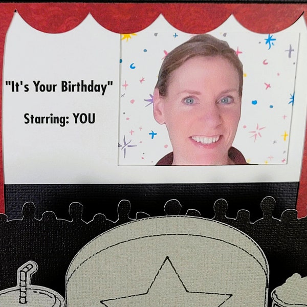 Movie Theater Pop-up Birthday Card/ Their face on the screen