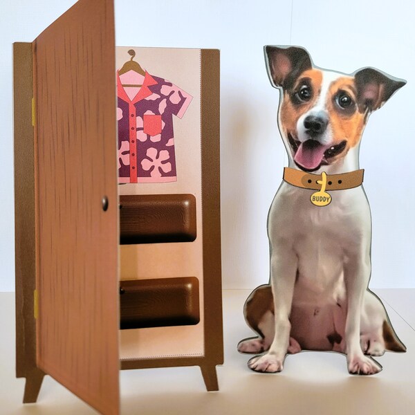 Printable Cut Out Paper Dog with Clothes