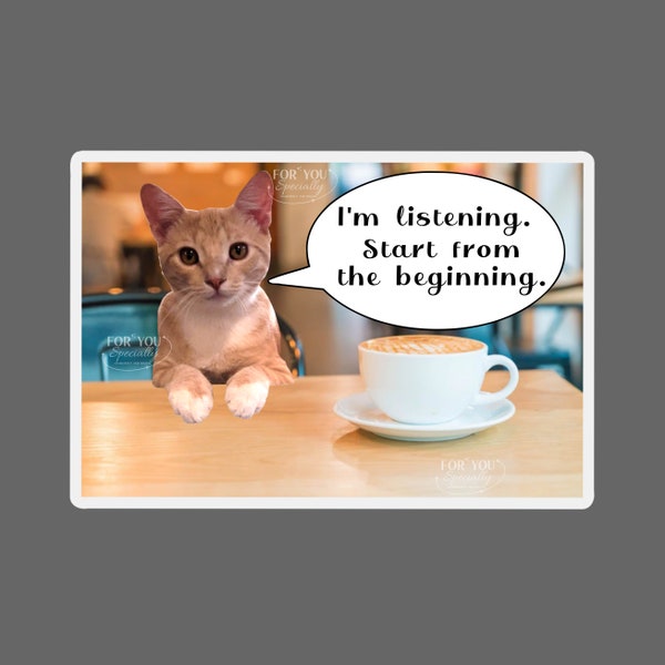 Sweet cat listening to you in the coffee shop/ supportive pet buddy/ feline lover's best friend/ empathetic sounding board/ talk about it