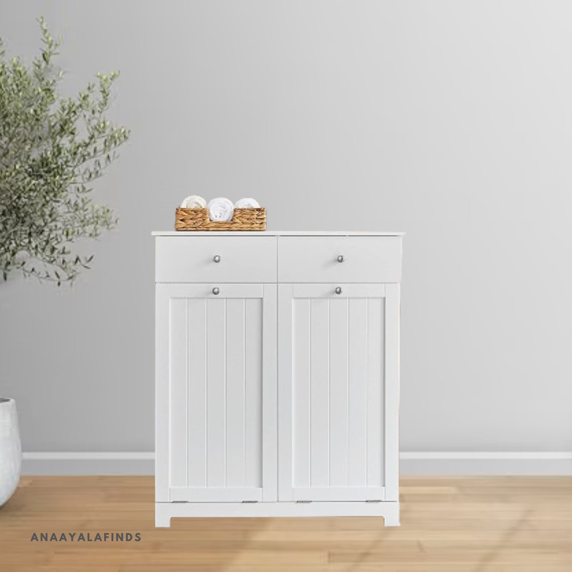 Tiltout Laundry Hamper, White Bathroom Laundry With Two