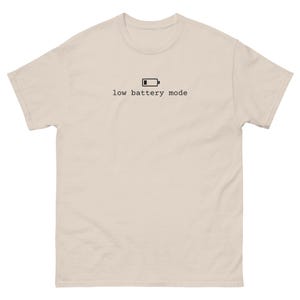 Low Battery Mode Shirt, Introvert T-Shirt, Minimalist Battery Icon Tee, Funny Introvert Gift, Unisex Cotton Text Shirt
