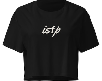 Schwarzes ISFP-Crop-Top, kurzes T-Shirt mit Schreibschrift für den Persönlichkeitstyp, MBTI-Geschenk für sie, minimalistisches Damen-Crop-Top