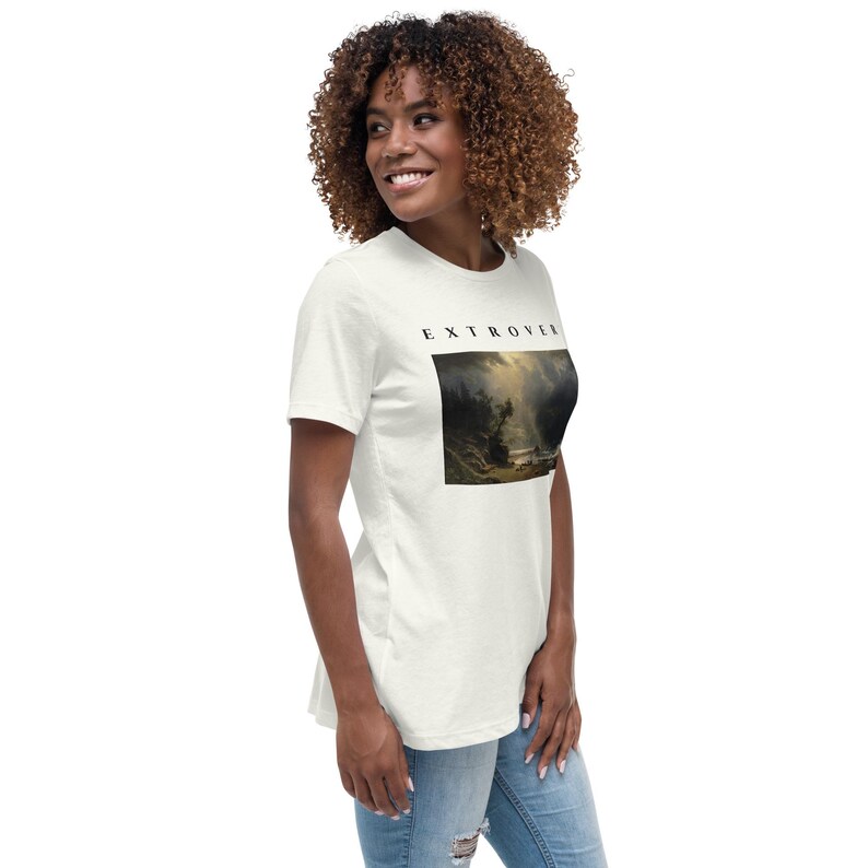 Extrovert Shirt, Bierstadt Storm Over Puget Sound Painting Tee, Dramatic Sky Art Womens T-Shirt, Vintage Oil Painting Gift