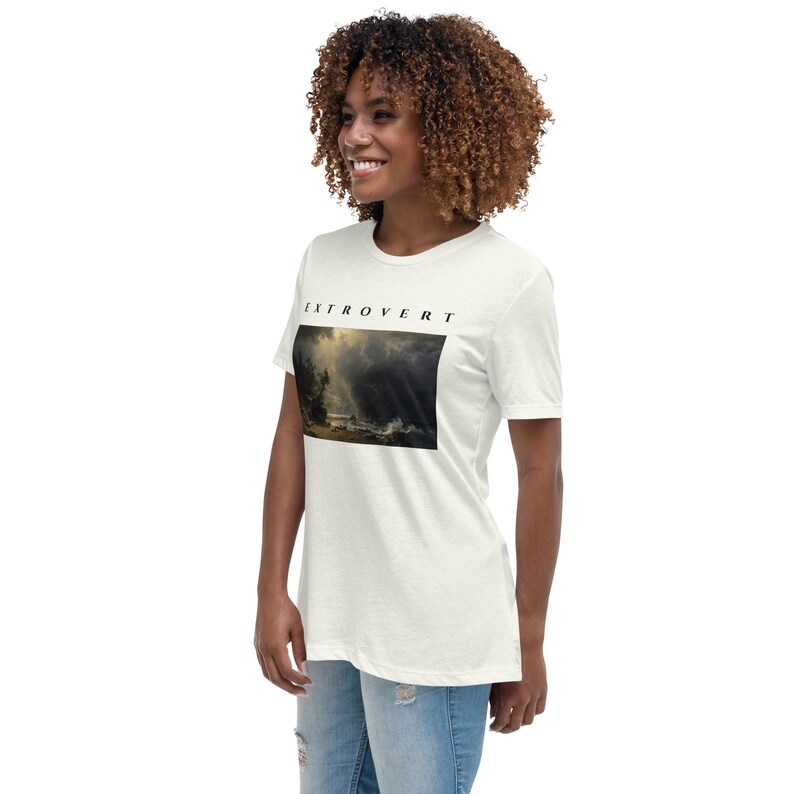 Extrovert Shirt, Bierstadt Storm Over Puget Sound Painting Tee, Dramatic Sky Art Womens T-Shirt, Vintage Oil Painting Gift