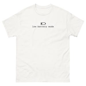 Low Battery Mode Shirt, Introvert T-Shirt, Minimalist Battery Icon Tee, Funny Introvert Gift, Unisex Cotton Text Shirt