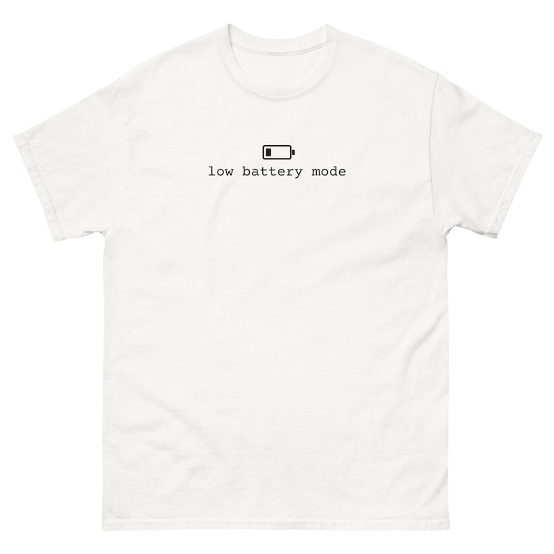Low Battery Mode Shirt, Introvert T-Shirt, Minimalist Battery Icon Tee, Funny Introvert Gift, Unisex Cotton Text Shirt
