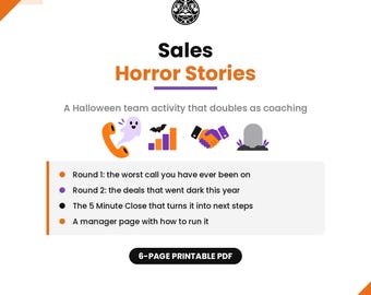 Sales Horror Stories Halloween Sales Meeting Game, B2B Team Activity