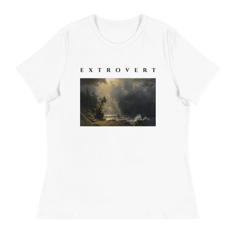 Extrovert Shirt, Bierstadt Storm Over Puget Sound Painting Tee, Dramatic Sky Art Womens T-Shirt, Vintage Oil Painting Gift