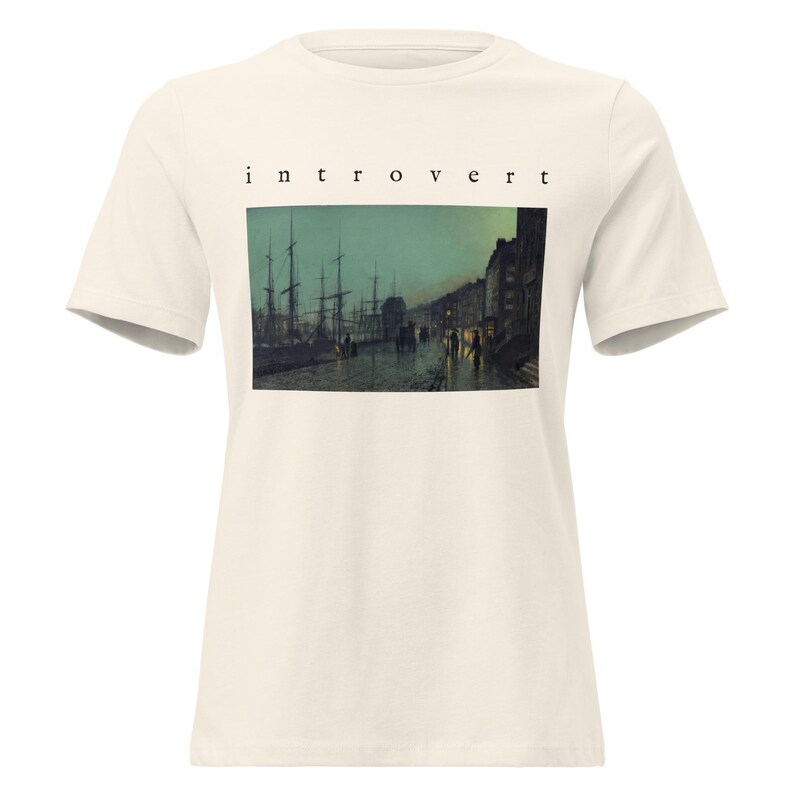 Introvert Shirt, Grimshaw Shipping On The Clyde Victorian Night Painting Tee, Dark Academia Womens Art T-Shirt