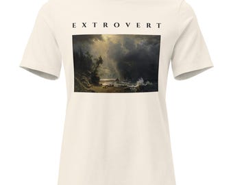 Extrovert Shirt, Bierstadt Storm Over Puget Sound Painting Tee, Dramatic Sky Art Womens T-Shirt, Vintage Oil Painting Gift