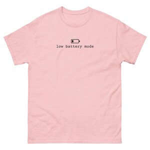 Low Battery Mode Shirt, Introvert T-Shirt, Minimalist Battery Icon Tee, Funny Introvert Gift, Unisex Cotton Text Shirt