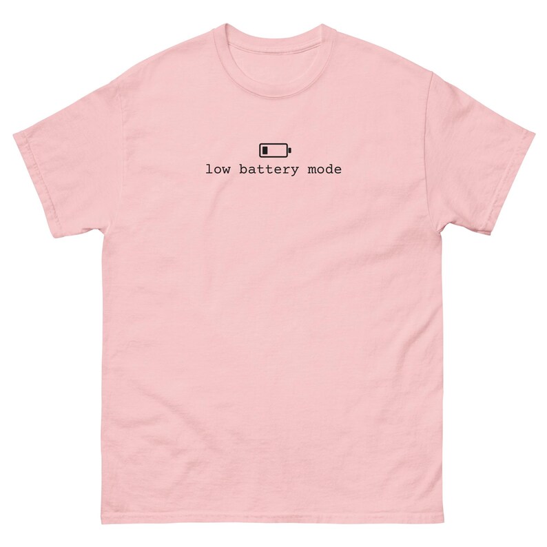 Low Battery Mode Shirt, Introvert T-Shirt, Minimalist Battery Icon Tee, Funny Introvert Gift, Unisex Cotton Text Shirt