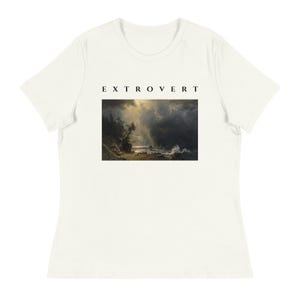 Extrovert Shirt, Bierstadt Storm Over Puget Sound Painting Tee, Dramatic Sky Art Womens T-Shirt, Vintage Oil Painting Gift