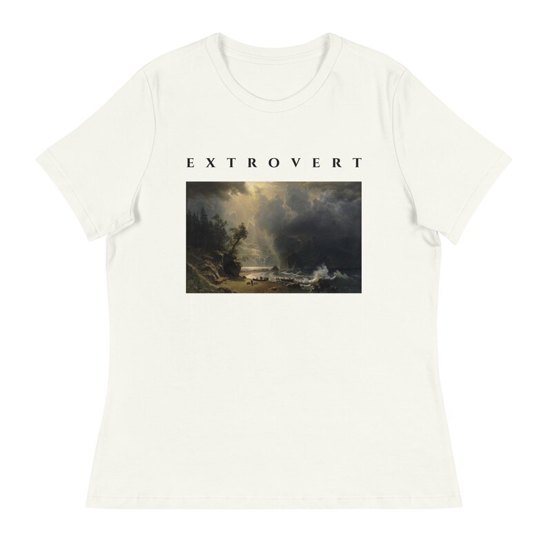 Extrovert Shirt, Bierstadt Storm Over Puget Sound Painting Tee, Dramatic Sky Art Womens T-Shirt, Vintage Oil Painting Gift