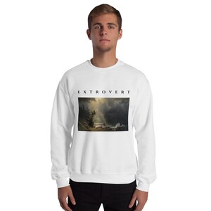 Extrovert Sweatshirt, Bierstadt Storm Seascape Oil Painting Crewneck, Unisex Art Sweater