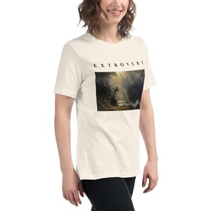 Extrovert Shirt, Bierstadt Storm Over Puget Sound Painting Tee, Dramatic Sky Art Womens T-Shirt, Vintage Oil Painting Gift