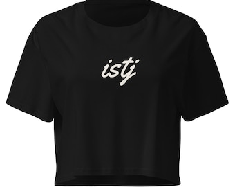 Schwarzes ISTJ-Crop-Top, kurzes T-Shirt mit Schreibschrift-Persönlichkeitstyp, MBTI-Geschenk für sie, minimalistisches Damen-Crop-Top