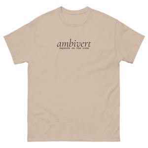 Ambivert Shirt, Depends on the Room Tee, Introvert Extrovert Personality T-Shirt, Minimalist Text Shirt, Unisex Cotton Gift