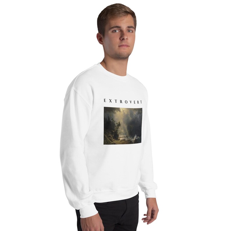 Extrovert Sweatshirt, Bierstadt Storm Seascape Oil Painting Crewneck, Unisex Art Sweater