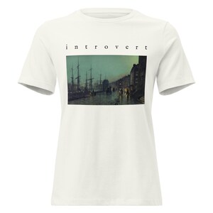 Introvert Shirt, Grimshaw Shipping On The Clyde Victorian Night Painting Tee, Dark Academia Womens Art T-Shirt