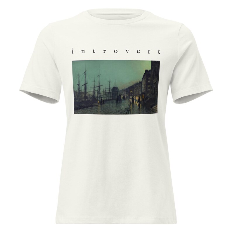 Introvert Shirt, Grimshaw Shipping On The Clyde Victorian Night Painting Tee, Dark Academia Womens Art T-Shirt