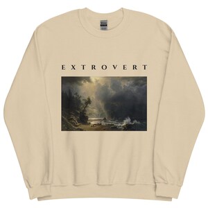 Extrovert Sweatshirt, Bierstadt Storm Seascape Oil Painting Crewneck, Unisex Art Sweater