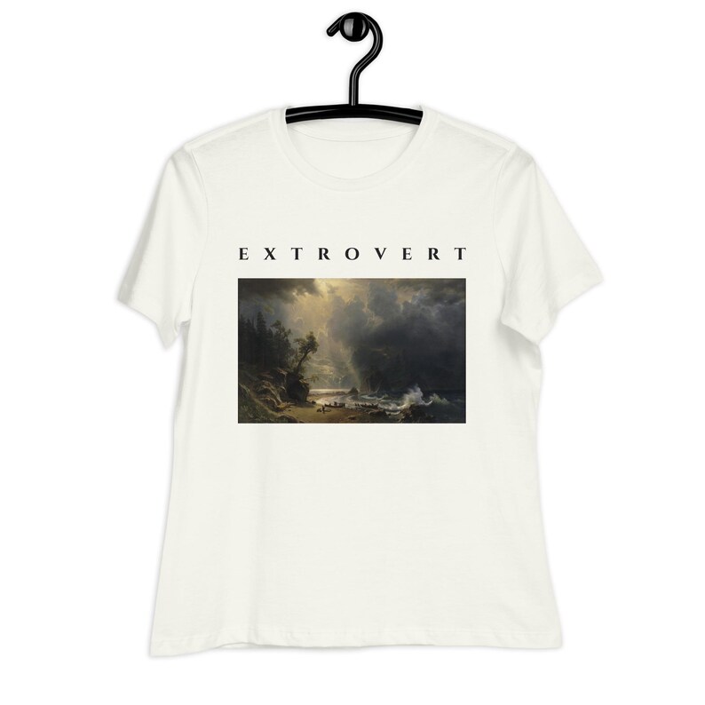 Extrovert Shirt, Bierstadt Storm Over Puget Sound Painting Tee, Dramatic Sky Art Womens T-Shirt, Vintage Oil Painting Gift