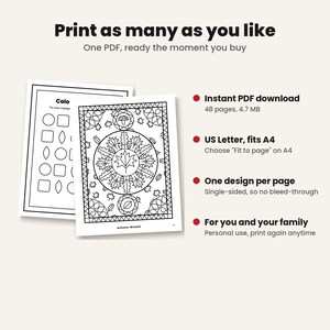 Printable Coloring Pages for Adults, 45 Bold and Easy Nature Designs, Large Print Mandala, Animal and Flower Coloring PDF, Instant Download image 5