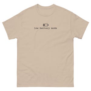 Low Battery Mode Shirt, Introvert T-Shirt, Minimalist Battery Icon Tee, Funny Introvert Gift, Unisex Cotton Text Shirt
