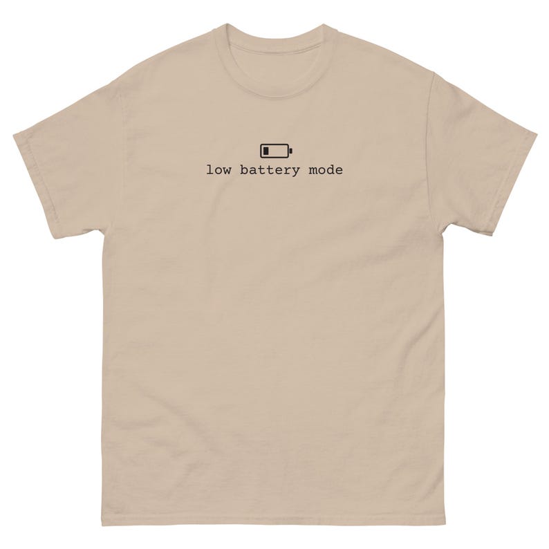 Low Battery Mode Shirt, Introvert T-Shirt, Minimalist Battery Icon Tee, Funny Introvert Gift, Unisex Cotton Text Shirt