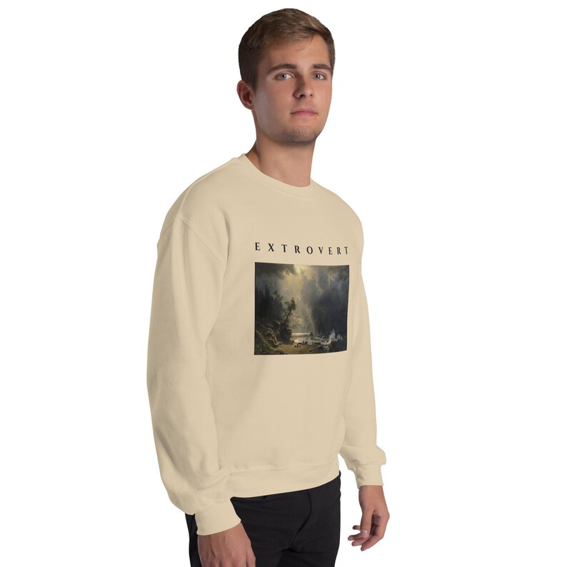 Extrovert Sweatshirt, Bierstadt Storm Seascape Oil Painting Crewneck, Unisex Art Sweater