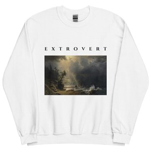 Extrovert Sweatshirt, Bierstadt Storm Seascape Oil Painting Crewneck, Unisex Art Sweater