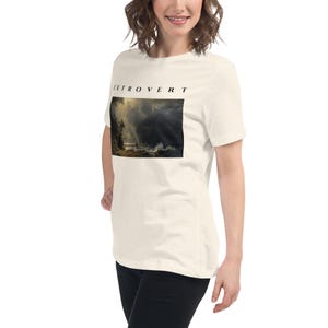 Extrovert Shirt, Bierstadt Storm Over Puget Sound Painting Tee, Dramatic Sky Art Womens T-Shirt, Vintage Oil Painting Gift