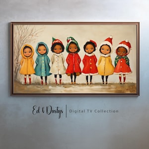 Samsung Frame TV Arte astratta, vita natalizia africana, pittura afroamericana di Natale, arte TV LG, download digitale, mese della storia dei neri