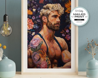 Modern Male Figure Art, Lgbtq Abstract Painting, Colorful Pride Painting, Male Figure Oil Painting, Wall Art, Home Decor, Abstract Painting