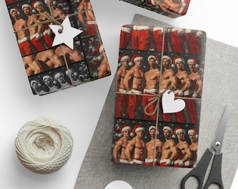 Gay Men wrapping paper, LGBTQ pride paper, Gay Christmas Wrapping Paper, Gay Santas Wrapping Paper, Queer Birthday Paper
