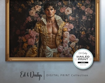 Male Figure Art, Modern, Lgbtq Regency Painting, Neutral Pride Painting, Male Figure Oil Painting, Wall Art, Home Decor, Vintage Painting