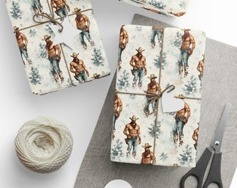 Gay Men wrapping paper, LGBTQ pride paper, Gay Christmas Wrapping Paper, Gay Cowboy Wrapping Paper, Queer Birthday Paper