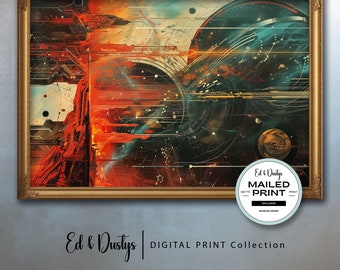 Moderne Science Fiction Ölgemälde, Weltraum Film inspirierte Kunst, abstrakter Weltraum Druck, Science Fiction, moderne Sci-Fi Kunst, Wohnkultur, Wandkunst