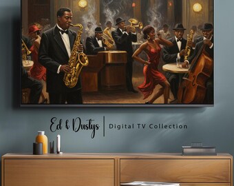 Samsung Frame TV Abstract Art, Modern Art, Jazz Band, Colorful Painting, LG TV Art, Digital Download, Black History Month, African Art