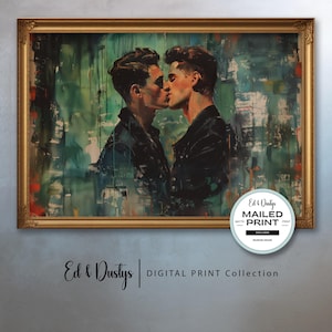 Gay Romance Painting, Gay Love, Lgbtq Painting, Gay Male Painting, Pride Painting, Modern Gay Oil Painting, Wall Art, Home Decor