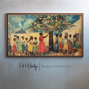 Samsung Frame TV Abstrakte Kunst, afrikanisches Weihnachtsleben, Weihnachten afroamerikanische Malerei, LG TV Art, digitaler Download, Black Geschichtsmonat