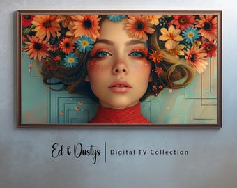 Samsung Frame TV Arte abstracto, Arte posmoderno, Arte floral colorido, Arte collage, Mediados de siglo, Arte de TV LG, Pintura botánica femenina, Abstracto