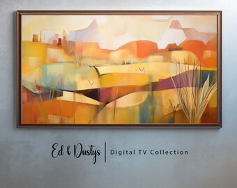 Samsung Frame TV Abstract Art | Modern Art | Landscape | Boho Painting | Mid Century | LG TV Art | Digital Download | Abstract Farm
