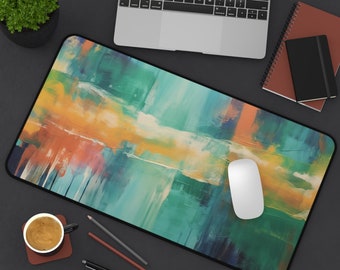 Abstract Oil Painting Desk Mat, Laptop Mat, Large Desk Pad, Home Office, Desk Accessories, Abstract Boho Desk Mat, Art Mat, Valentine Gift