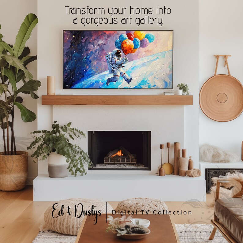 Samsung Frame TV Art, Vintage Nasa Oil Painting, Space Art, Colorful ...