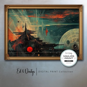 Modern Science Fiction Oil Painting, Space Movie Inspired Art, Abstract Space Print, Science Fiction, Modern Sci-Fi Art, Home Decor,Wall Art