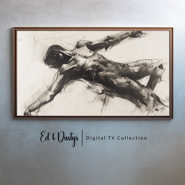 Arte Samsung Frame Tv, Boceto de retrato Lgbtq, Pride Charcoal, Arte LG TV, Boceto de figura masculina, Gay Male Frame Tv, Pride Months Frame Tv