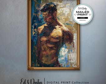 Gay Male Painting, Gay Love, Lgbtq Painting, Gay Male Painting, Pride Painting, Male Figures Oil Painting, Wall Art, Home Decor
