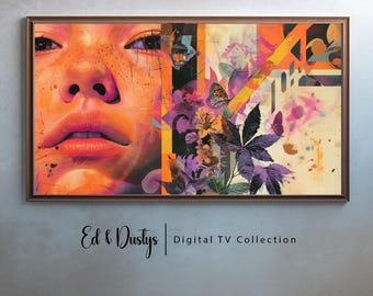 Samsung Frame TV Arte abstracto, Arte posmoderno, Arte floral colorido, Arte collage, Mediados de siglo, Arte de TV LG, Pintura botánica femenina, Abstracto